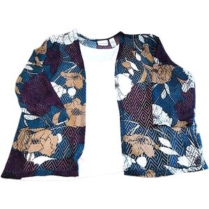 Alfred Dunner Womens Size XL Green And Purple Floral Patterned 2 Piece Set